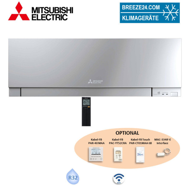 Mitsubishi Electric Wandgerät 3,5 kW WiFi Premium in Silber MSZ-EF35VGKS Raumgröße 35 - 40 m² | R32
