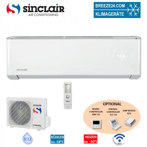 Sinclair Set Wandgerät Spectrum Plus 3,6 kW - ASH-13BIS2WE + Außengerät R32 Klimaanlage