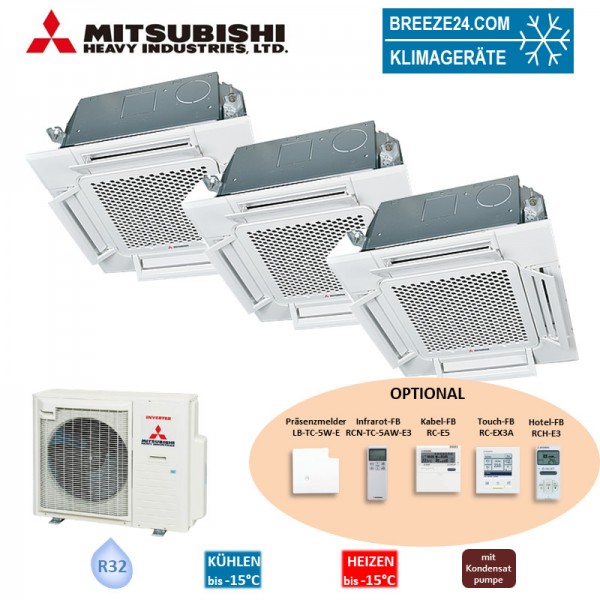 Mitsubishi Heavy Set 3 x 4-Wege-Deckenkassette Komfortpaneel 2,5/3,5/5,0 kW - FDTC25VH1 + FDTC35VH1