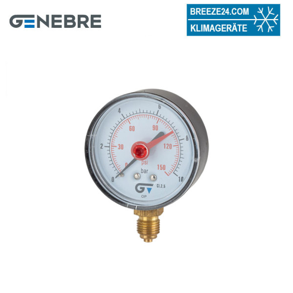 GENEBRE Manometer GRFMM6310U 63 mm | 0 - 10 bar | Kunststoff | 1/4" Anschluss Messing unten