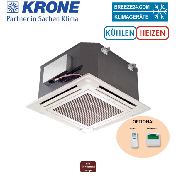 Krone Kaltwasser-Kassettengerät 3,2 kW - PWE 34 EC Euroraster Kühlen + Heizen