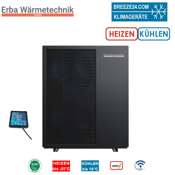 Erba ER-WP18 Kompakt Monoblock Wärmepumpe 16.0 kW | WiFi | R290 | Heizen | Kühlen | 400V