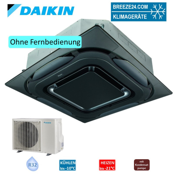 Daikin Set 4-Wege-Deckenkassette FCAG35B-5 + Blende BYCQ140EPB Design schwarz + RXM35A 3,5kW