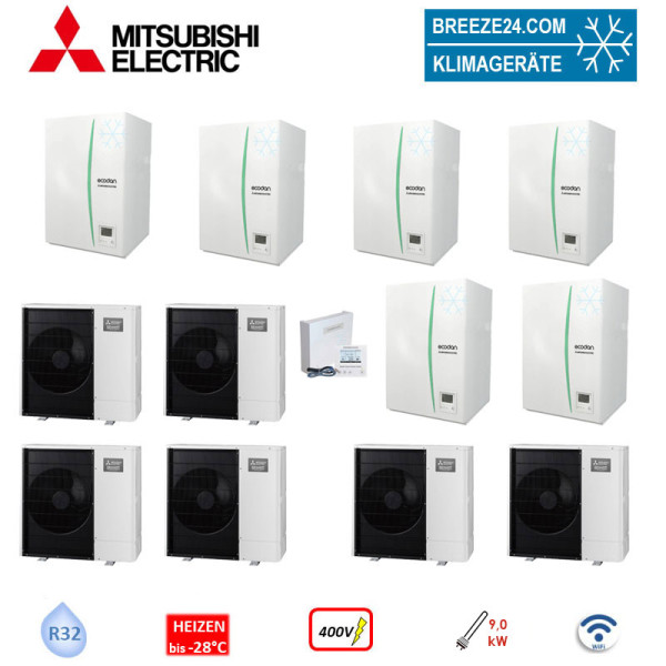 Mitsubishi Electric Wärmepumpen Kaskaden Set SZ 6.80 H 48 kW PUD-SHWM80VAA + EHSD-YM9D+PAC-IF071B-E