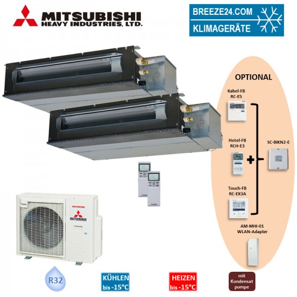 Mitsubishi Heavy Set 2 x Kanalgeräte 3,5/6,0 kW - SRR35ZS-W + SRR60ZS-W + SCM71ZS-W R32 Klimaanlage