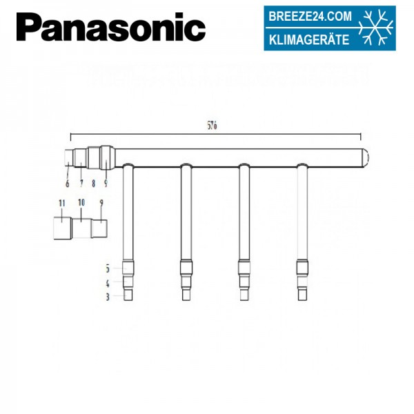 Panasonic CZ-P4HP4C2BM 4-fach-Verteiler für 2-Leiter-Systeme, inkl. Isolierschale