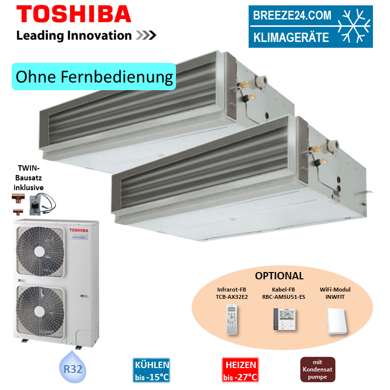 Toshiba Set 2 x RAV-HM561BTP-E + RAV-GP1101AT-E Kanalgeräte 5,0 kW R32 Klimaanlage