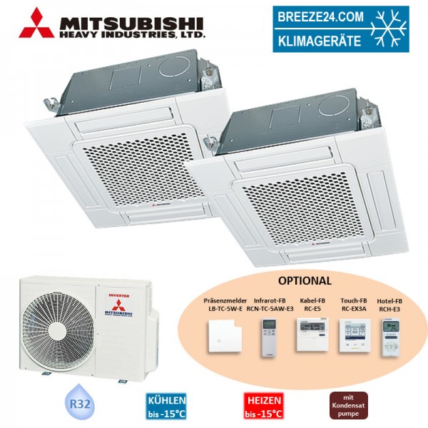 Mitsubishi Heavy Set 2,5/5,0kW FDTC25VH1 + FDTC50VH 4-Wege-Deckenkassette Standardpaneel + SCM50ZS-W