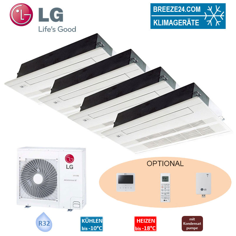 LG Set 4 x 1-Wege-Deckenkassette 2,6 kW 4 x MT09R NU1 mit Blende + MU4R25 U21 R32 Klimaanlage