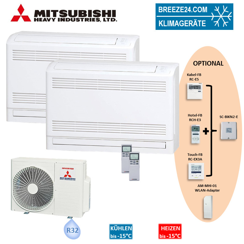 Mitsubishi Heavy Set 2 x Truhengeräte 3,5/5,0kW SRF35ZS-W + SRF50ZSX-W + SCM60ZS-W R32 Klimaanlage
