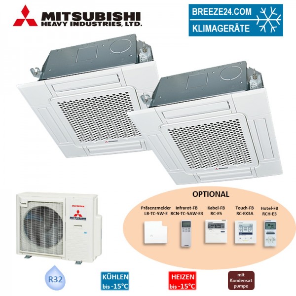 Mitsubishi Heavy Set 5,0 kW 2 x FDTC50VH 4-Wege-Deckenkassette Standardpaneel + SCM71ZS-W R32 Klimaa