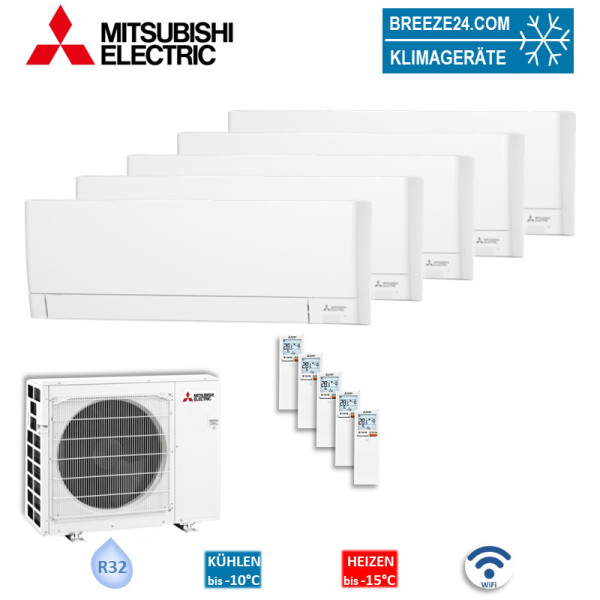 Mitsubishi Electric Set 3 x MSZ-AY15VGKP + 2 x MSZ-AY20VGKP + MXZ-5F102VF Wandgerät Kompakt WiFi
