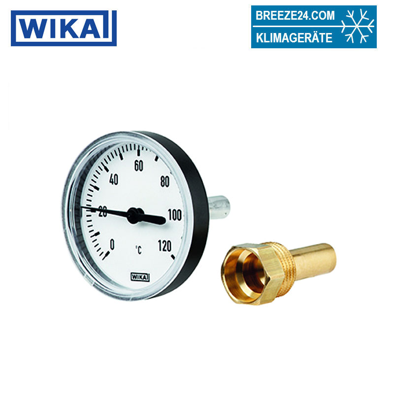 Wika Bimetall Zeiger Thermometer 63 mm 0-120 Tauchhülse Heizung