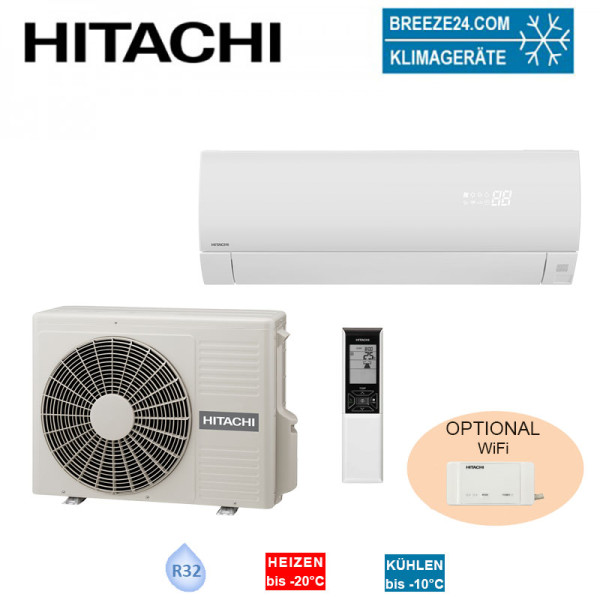 Hitachi Set RAK-25PSEW + RAC-25WSE Wandgerät Premium weiss 2,5 kW für 1 Raum 25 - 30 m²