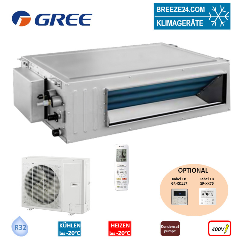 GREE Set Kanalgerät 13,4 kW - GUD-140-PHS + GUD-140-WAX R32 Klimaanlage 400V