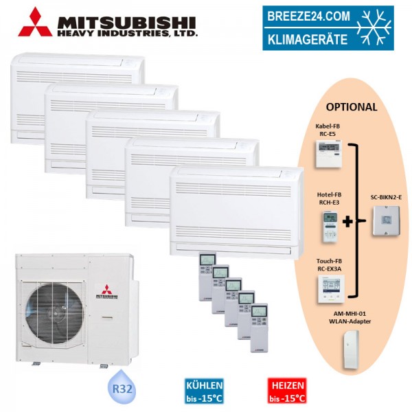 Mitsubishi Heavy Set 5 x Truhengeräte 2,5kW 5 x SRF25ZS-W + SCM100ZS-W R32 Klimaanlage