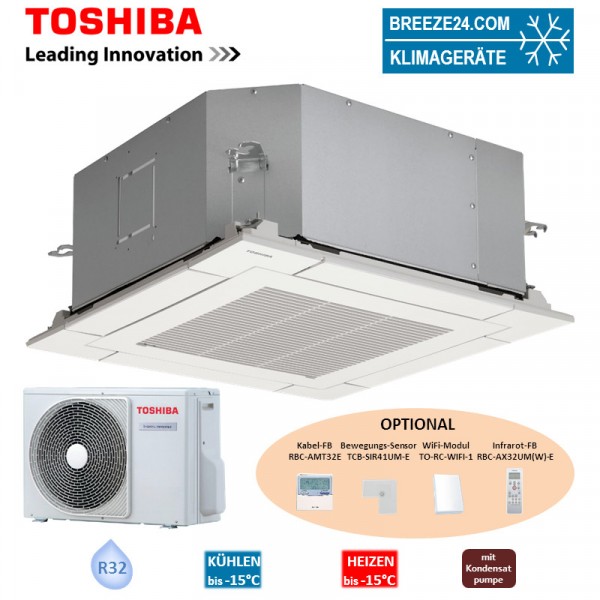 Toshiba Set 4-Wege-Deckenkassette 3,6 kW RAV-RM401MUT-E + RAV-GM401ATP-E R32 Klimaanlage