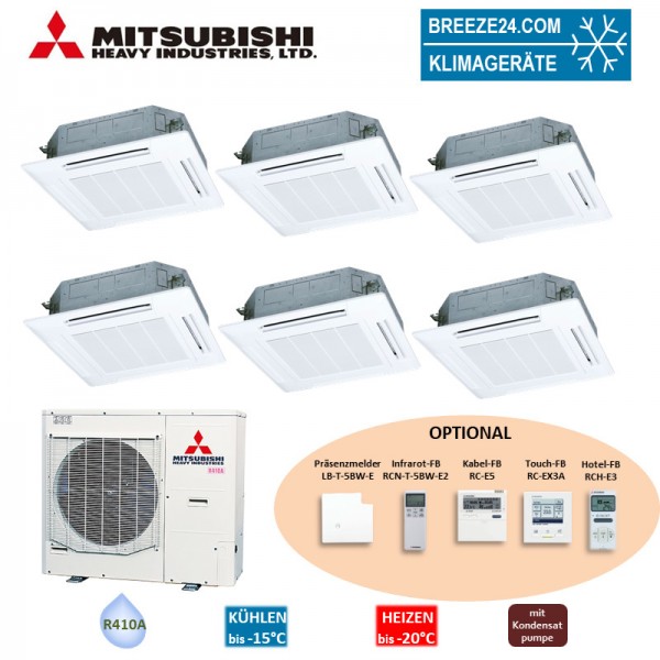 Mitsubishi Heavy Set 6 x 4-Wege-Deckenkassette 2,8 kW - FDT 28 KXZE1 + FDC140KXZEN1 VRF Klimaanlage