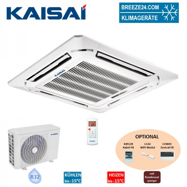 Kaisai Set KCA3U-12HRG32X + KOX230-12HFN32X 4-Wege-Deckenkassette mit Blende 3,5kW R32 Klimaanlage