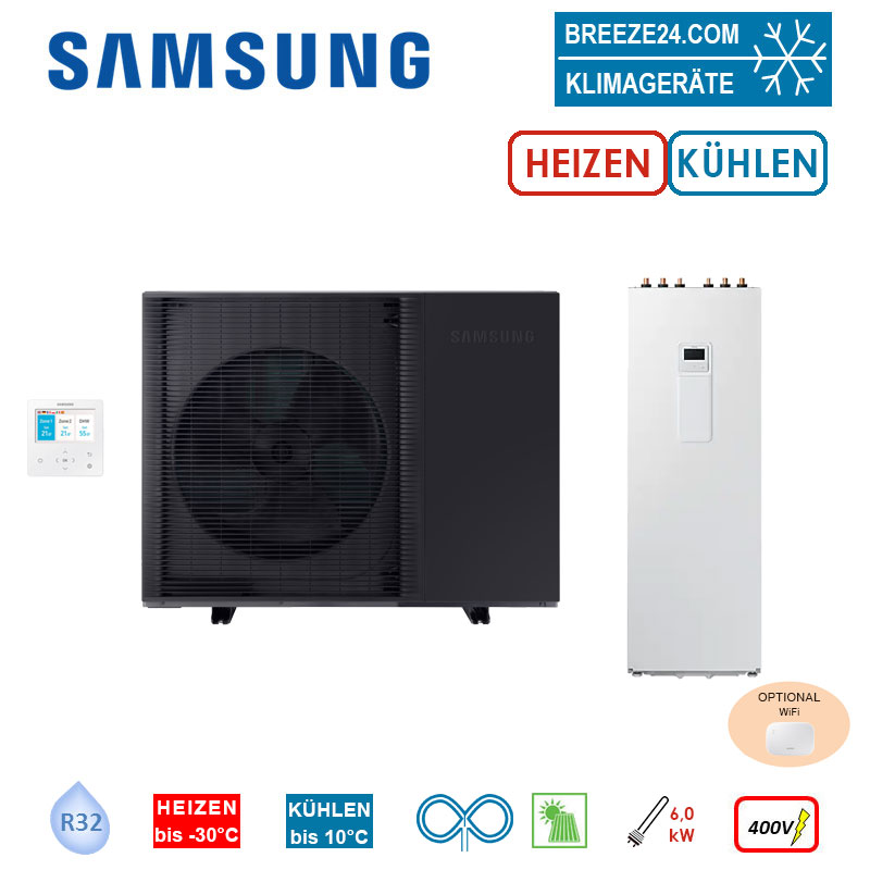 SAMSUNG AE120BXYDGG Luft/Wasser Wärmepumpe + AE260RNWMGG Hydromodul 12 kW 2 Heizkreise 260 L 400V