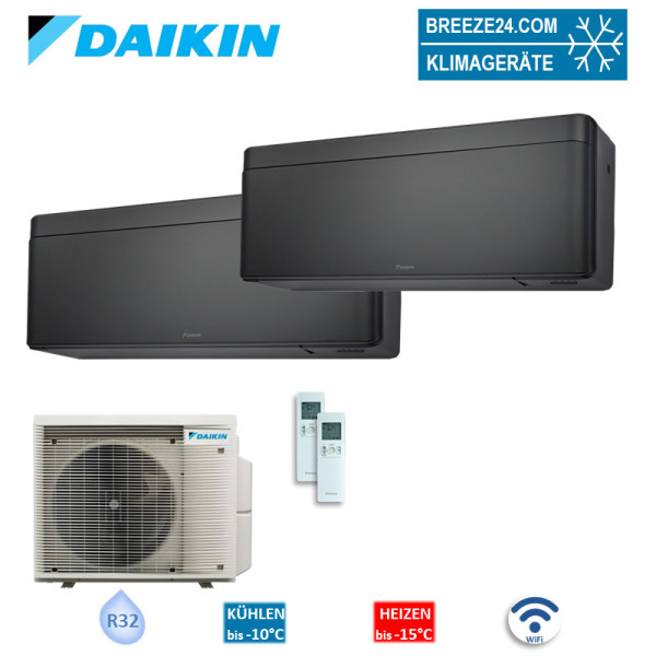 Daikin Set 2 x FTXA25BB + 2MXM40A2V1B9 Wandgerät Stylish schwarz WiFi 2,5 kW R32 | Auslaufmodell