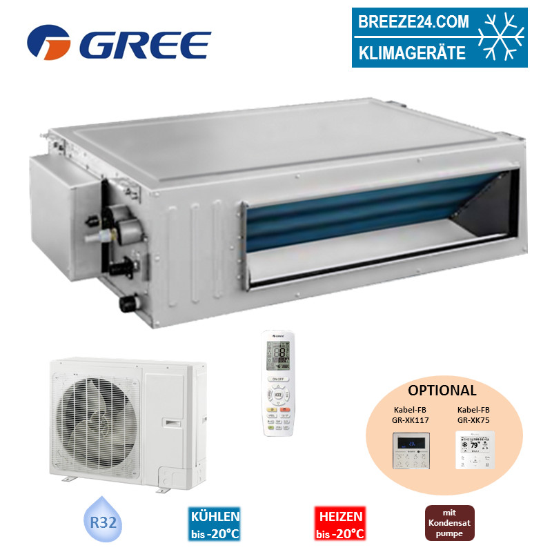 GREE Set Kanalgerät 7,0 kW - GUD-071-PS + GUD-071-WAT R32 Klimaanlage