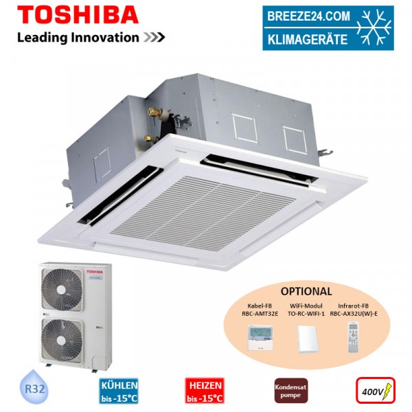 Toshiba Set 4-Wege-Deckenkassette 12,5 kW RAV-RM1401UTP-E + RAV-GM1401AT8P-E R32 Klimaanlage 400V