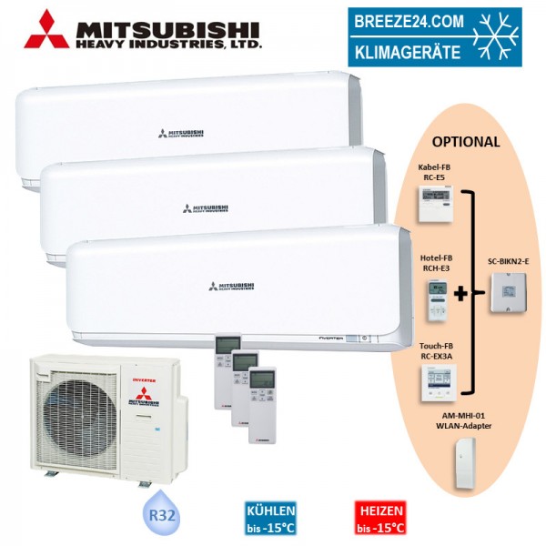 Mitsubishi Heavy Set 3 x Wandgeräte 3,5 kW - SRK35ZSX-W + SCM71ZS-W R32 Klimaanlage