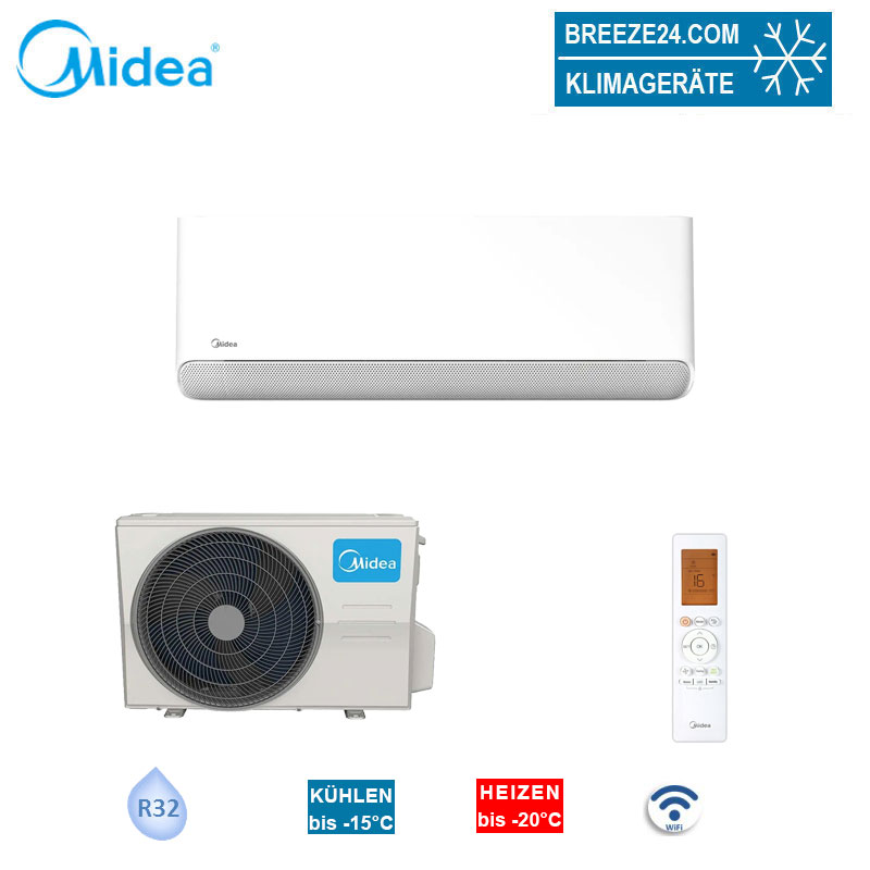 Midea Set BreezelessE MSCB1BU-12HRFN8-ME + MOX103-12HFN8-ME für 1 Raum mit 35 - 40 m² | WiFi | R32
