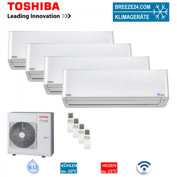Toshiba Set 4 x Wandgeräte 3,7 kW - RAS-M13PKVPG-E + RAS-4M27U2AVG-E R32 Klimaanlage