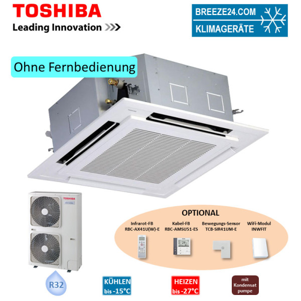 Toshiba Set RAV-HM1401UT-E + Blende RBC-U41PGW-E + RAV-GP1401AT-E 4-Wege-Deckenkassette 12,5 kW R32