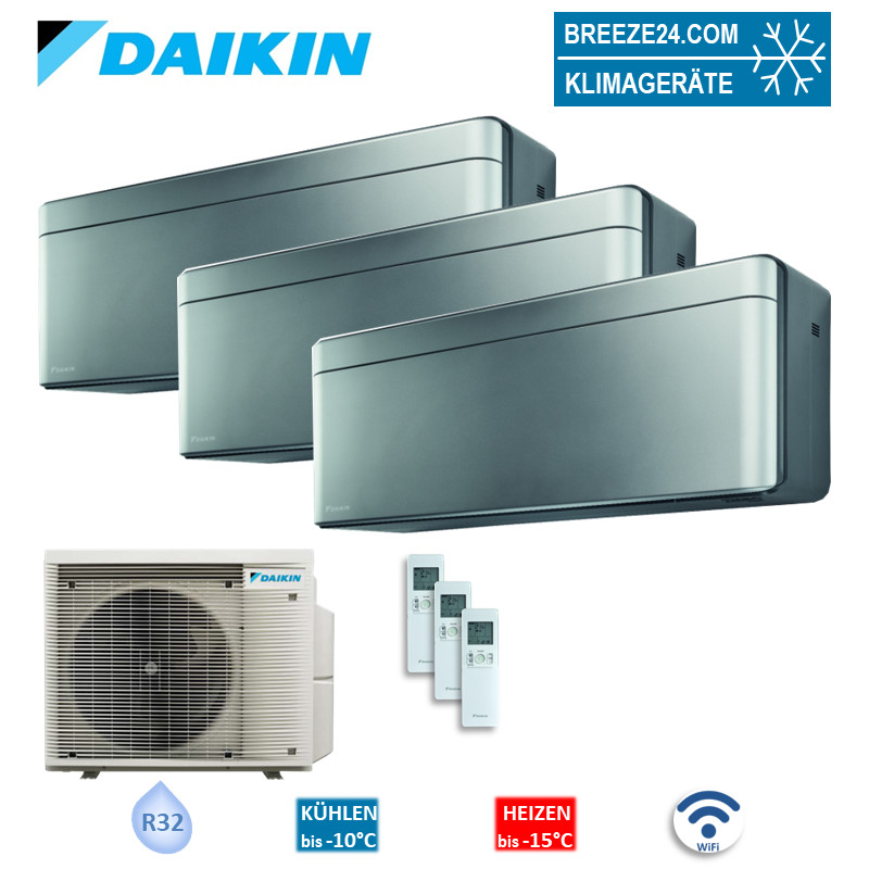 Daikin Set 2 x FTXA20BS + FTXA42BS + 3MXM68A9 Wandgeräte Stylish silber 2,0/4,2 kW | Auslaufmodell