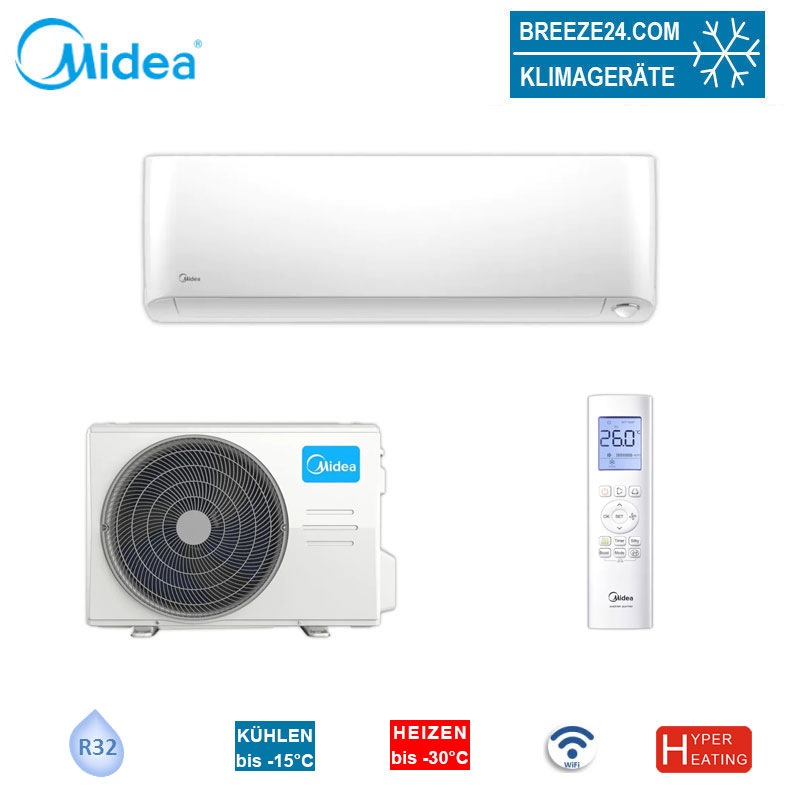 Midea Oasis Plus Set MSOPBU-09HRFN8-ME + MOX333-09HFN8-ME Raum 25 - 30 m² 2.6 kW | 4.1 kW | WiFi R32