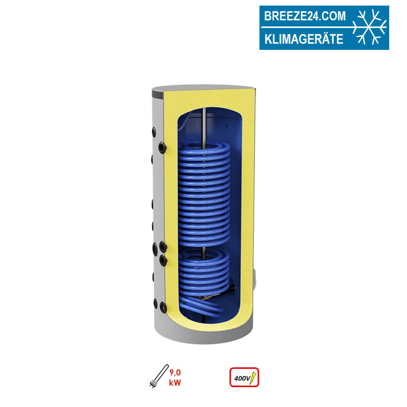 TESY ES-FVD2 300 Trinkwasserspeicher 300Liter | 2 Wärmetauscher + Heizstab 9kW ideal für Wärmepumpen