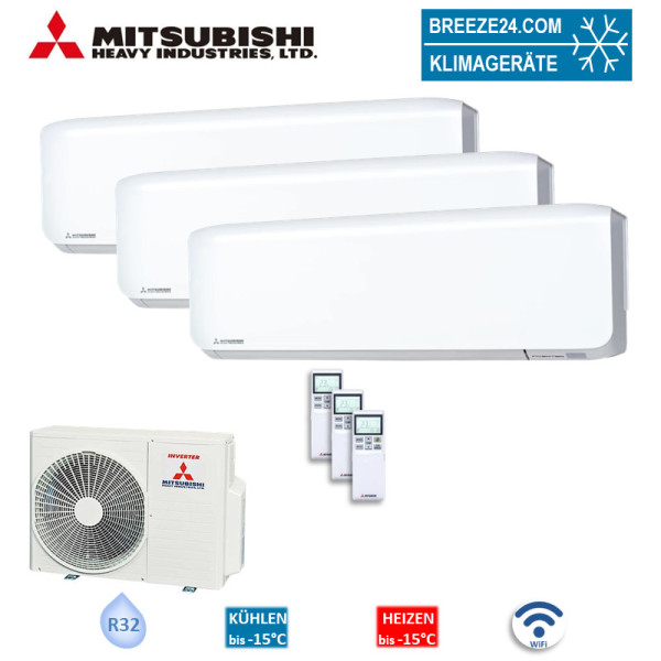 Mitsubishi Heavy Set 3 x SRK20ZS-WF Wandgeräte + SCM50ZS-W Außengerät Klimaanlage 2,0kW WiFi R32