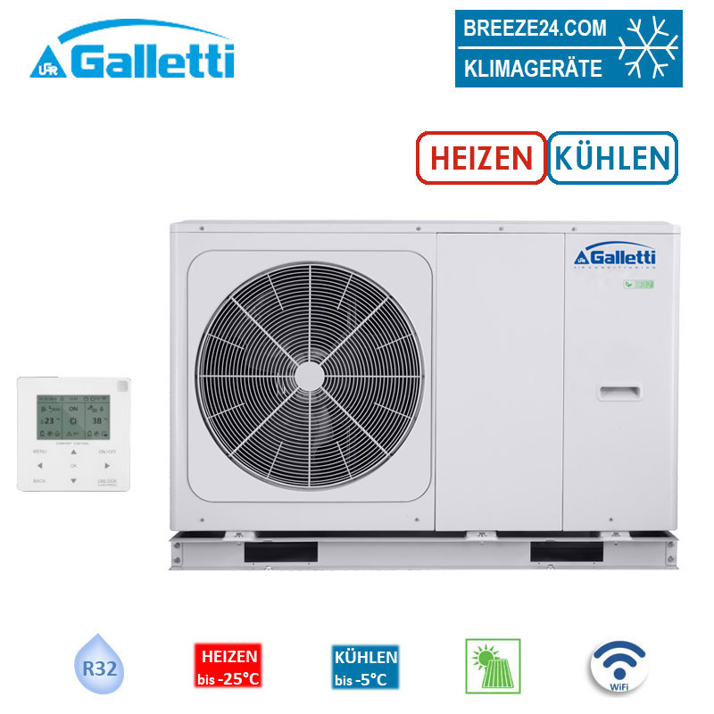 Galletti Kompakt Wärmepumpe MLI006HMAA WiFi 6.3 kW - 7.0 kW WiFi zum Heizen, Kühlen + Warmwasser