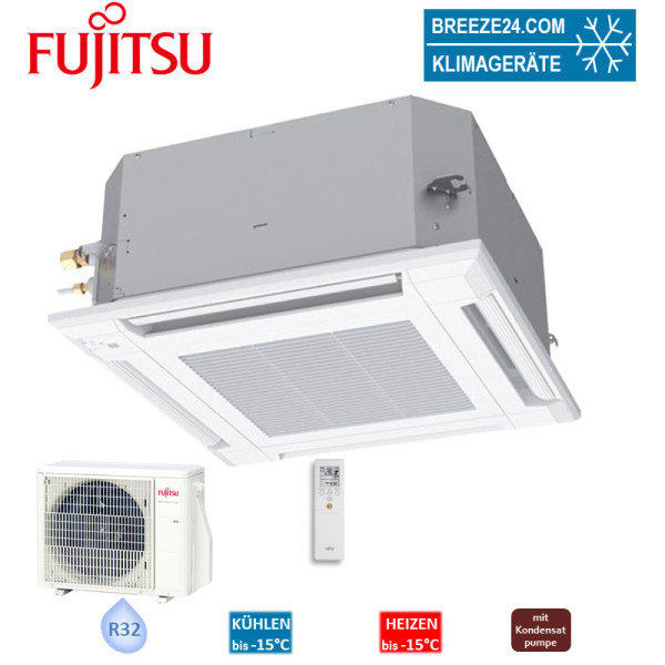 Fujitsu Set eco Euroraster 4-Wege-Deckenkassette 6,8 kW - AUXG24KVLA + AOYG24KBTB R32 Klimaanlage
