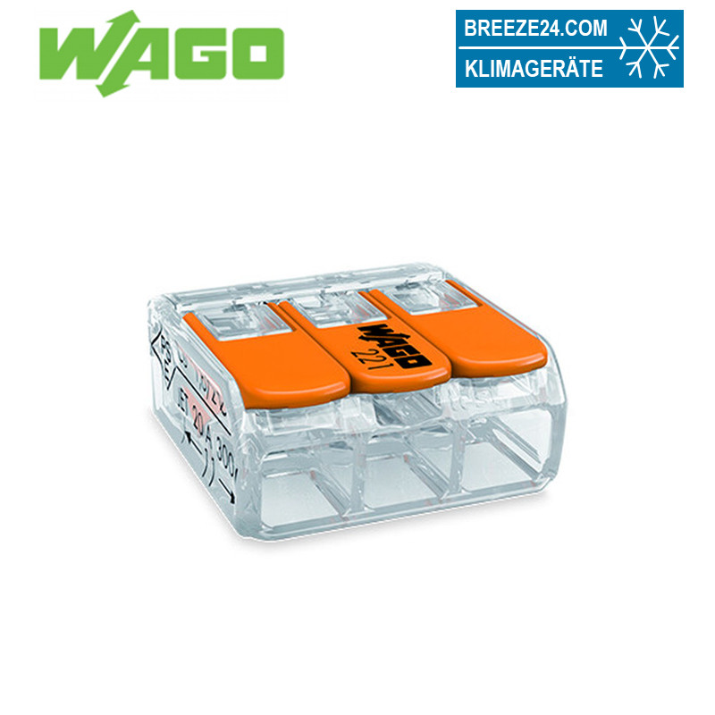 WAGO Verbindungsklemme 3polig Compact mit Hebel transparent