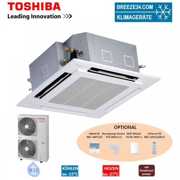 Toshiba Set 4-Wege-Deckenkassette 12,5 kW RAV-GM1401UT-E + RAV-GP1401AT-E R32 Klimaanlage
