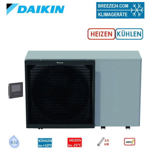 Daikin Altherma 3 M EBLA14D3W1 Luft-Wasser-Wärmepumpe Monoblock Heizen/Kühlen 12kW Heizstab 3kW 400V