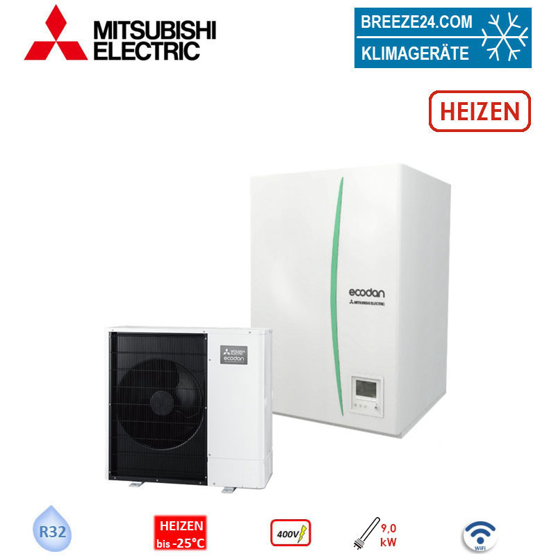 Mitsubishi Electric Set 2.12 PUD-SWM80YAA + EHSD-YM9D Wärmepumpe + Hydromodul 8,0 kW WiFi 400 Volt