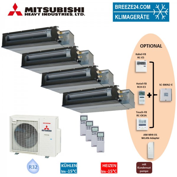 Mitsubishi Heavy Set 4 x Kanalgeräte 2,5/3,5 kW 3 x SRR25ZS-W + SRR35ZS-W + SCM71ZS-W R32 Klimagerät
