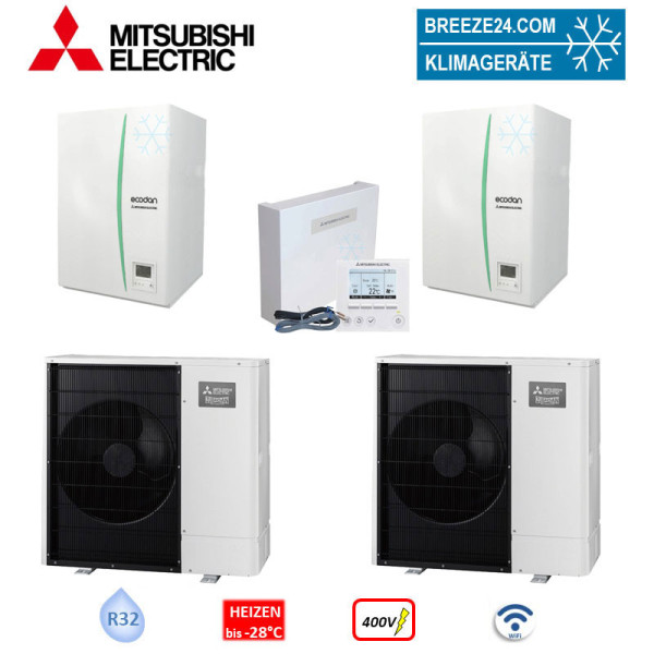 Mitsubishi Electric Wärmepumpen Kaskaden Set SZ 2.120 H 24 kW PUD-SHWM120YAA+EHSD-YM9D+PAC-IF071B-E