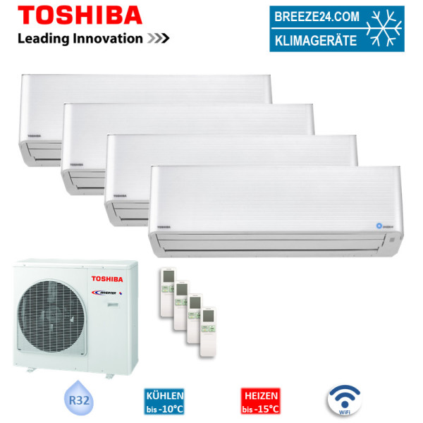 Toshiba Set 4 x Wandgeräte 3,7 kW - RAS-M13PKVPG-E + RAS-4M27G3AVG-E R32 Klimaanlage