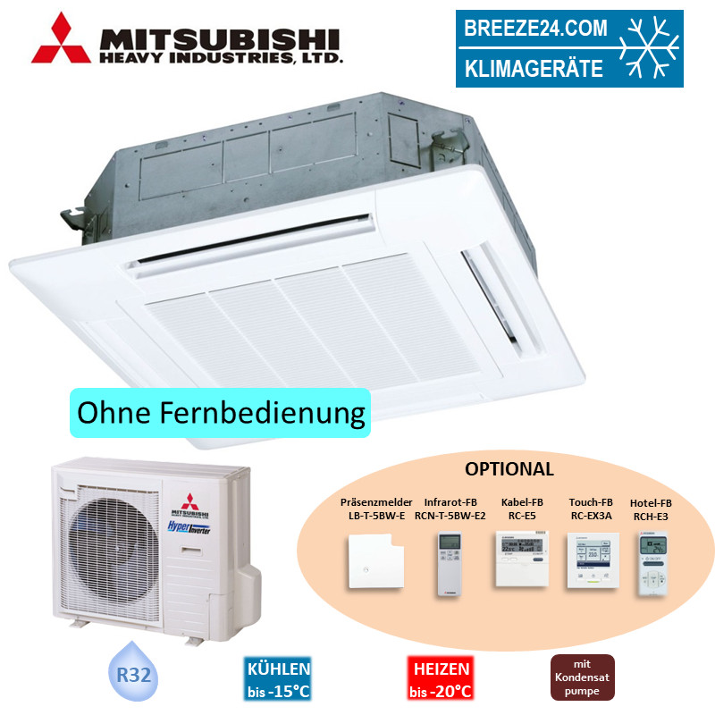 Mitsubishi Heavy Set 4-Wege-Deckenkassette 7,1kW Standardpaneel FDT71VH + FDC71VNX-W R32 Klimaanlage
