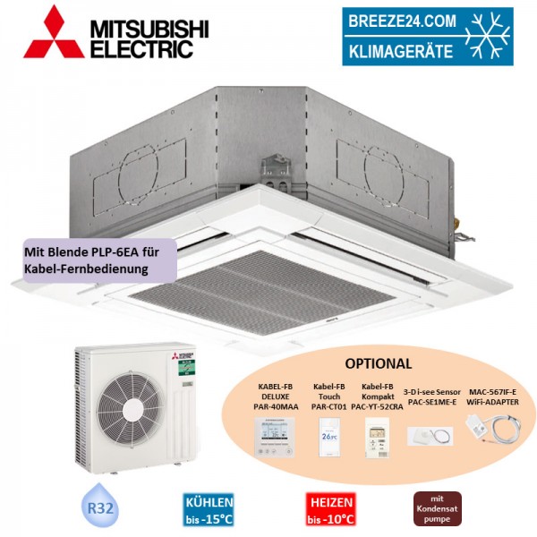 Mitsubishi Electric Set Deckenkassette 7,1 kW PLA-M71EA + Blende PLP-6EA + SUZ-M71VA R32 Klimaanlage