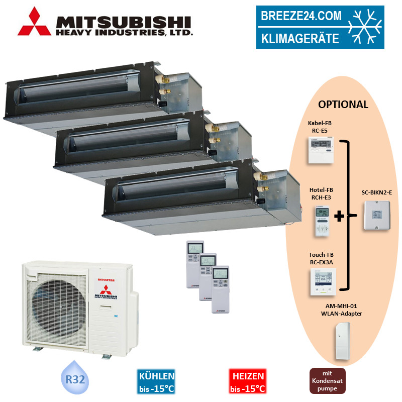 Mitsubishi Heavy Set 3 x Kanalgeräte 3,5 kW - SRR35ZS-W + SCM71ZS-W R32 Klimaanlage