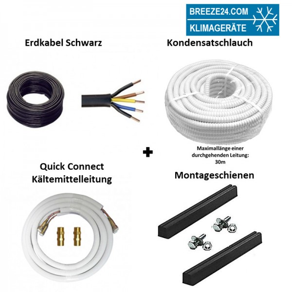 Installationspaket Quick Connect 6/12 Kältemittelleitungen + Montageschienen