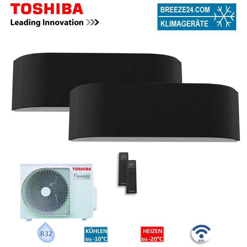 Toshiba Set 2 x RAS-B10N4KVRG-E + RAS-2M14G3AVG-E Wandgerät Haori WiFi 2 x 2,5 kW R32