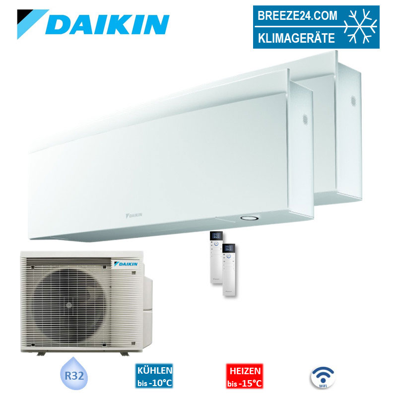 Daikin Set 2 Wandgeräte Emura WiFi 3,5 kW 2 x FTXJ35AW + Außengerät 2MXM50A2V1B9 R32 Klimaanlage